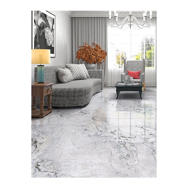 Close-up of Endless Omicron Mocha tile, highlighting its high-gloss surface and deep color